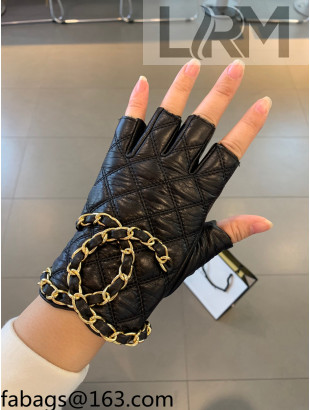 Chanel Lambskin Chain Gloves Black/Gold 2021 102931