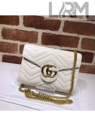 Gucci GG Marmont Matelasse Leather Chain Mini Bag 474575 White 2022