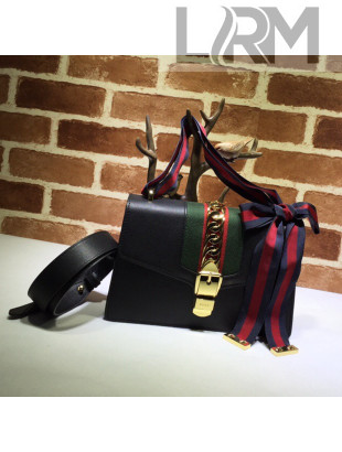 Gucci Sylvie GG Leather Small Shoulder Bag 421882 Black 2021
