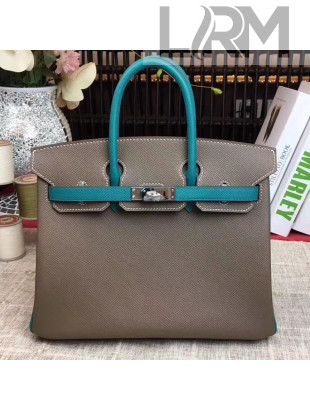 Hermes Original Multicolor Togo Leather Birkin 25/30/35 Handbag Mink/Paon (Gole-tone Hardware)