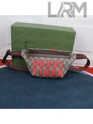Gucci Tiger Print GG Canvas Belt Bag ‎675181 Beige/Red 2022
