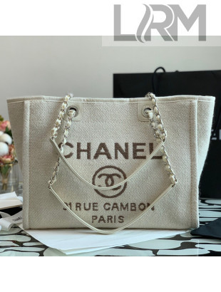 Chanel Deauville Mixed Fibers Medium Shopping Bag A67001 White 2021