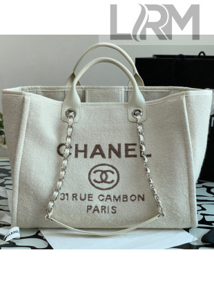 Chanel Deauville Mixed Fibers Large Shopping Bag A66941 White 2021