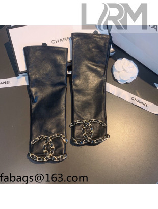 Chanel Lambskin Sleeve Gloves Black 2021 102908