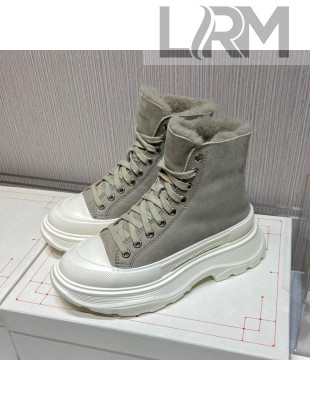 Alexander Mcqueen Suede and Wool Sneaker Boots Grey 2021 111830