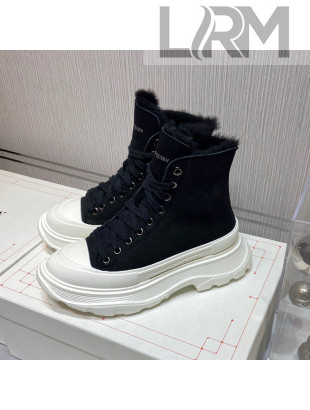 Alexander Mcqueen Suede and Wool Sneaker Boots Black 2021 111831