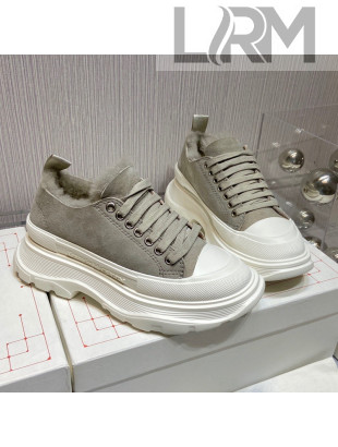 Alexander Mcqueen Suede and Wool Low-Top Sneaker Grey 2021 111832