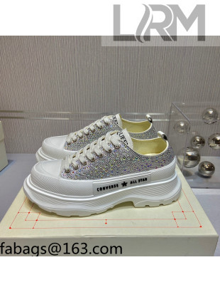 Alexander Mcqueen x Converse Crystal Canvas Sneakers Silver 2021 111836