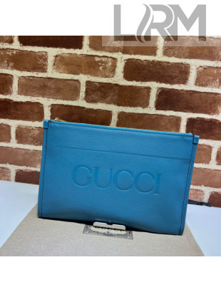 Gucci Leather Pouch with Gucci logo 681200 Blue 2022