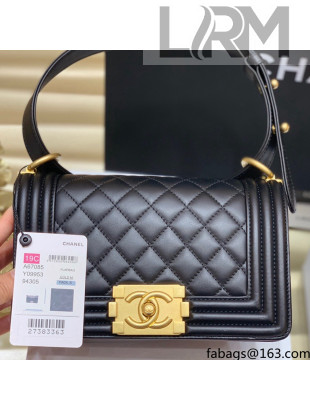 Chanel Quilted Original Lambskin Leather Small Boy Flap Bag Black/Gold (Top Quality)