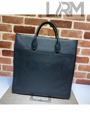 Gucci Leather Medium Tote Bag with Gucci logo 674850 Black 2022