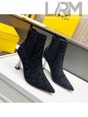 Fendi Colibri FF Crystal Ankle Boots 8.5cm Black 2021