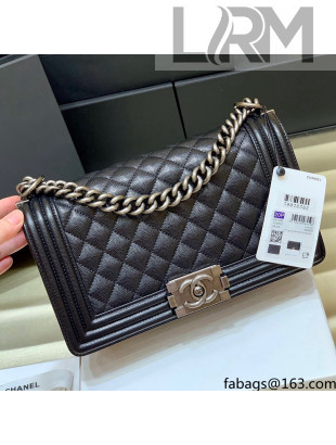 Chanel Quilted Original Haas Caviar Leather Medium Boy Flap Bag Black/Silver(Top Quality)