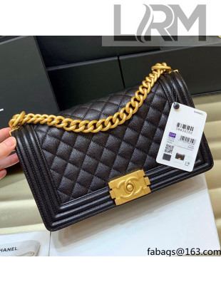 Chanel Quilted Original Haas Caviar Leather Medium Boy Flap Bag Black/Gold(Top Quality)