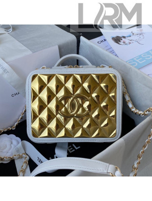 Chanel Lambskin & Gold Metal Vanity Case AS2900 White 2021