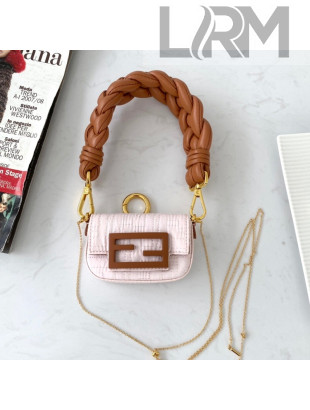 Fendi Nano Baguette Maxi Handle Bag in FF Nylon Pink 2022
