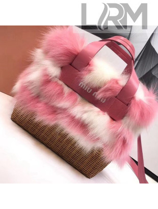 Miu Miu Fox Fur & Wicker Handbag 5BA097 2018