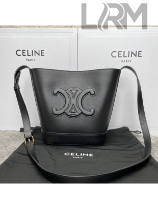 Celine Cuir Triomphe Small Bucket bag in Smooth Calfskin 198243 Black 2022