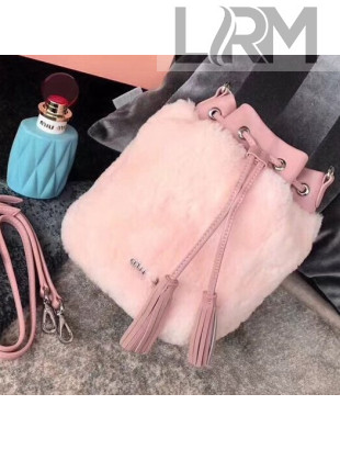 Miu Miu Shearling Bucket Bag 5BE014 Pink 2018
