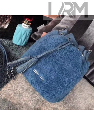Miu Miu Shearling Bucket Bag 5BE014 Blue 2018