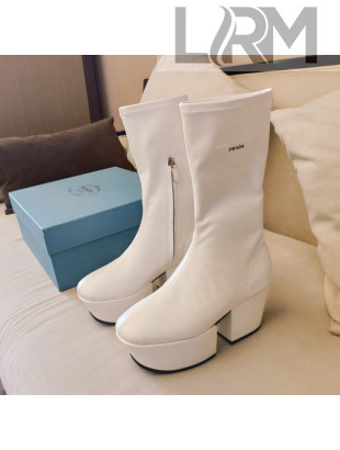 Prada Technical Nappa Platform Calf Short Boots 6.5cm White 2021