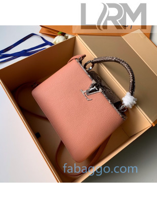 Louis Vuitton Capucines BB with Snakeskin Top Handle N95509 Peach Pink 2020
