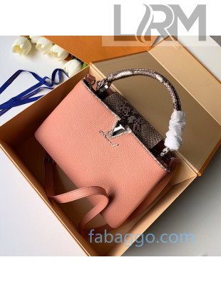 Louis Vuitton Capucines PM with Snakeskin Top Handle N95509 Peach Pink 2020