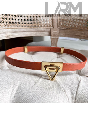 Bottega Veneta Leather Belt 2cm with Triangle Buckle Red/Aged Gold 2021 