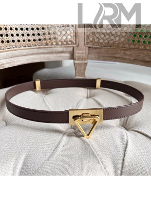 Bottega Veneta Leather Belt 2cm with Triangle Buckle Coffee Brown/Aged Gold 2021 