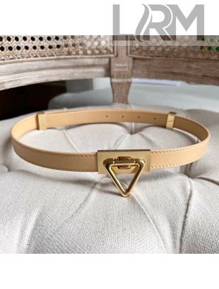 Bottega Veneta Leather Belt 2cm with Triangle Buckle Apricot/Aged Gold 2021 