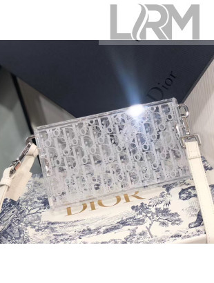Dior Oblique Transparency PMMA Box Clutch Shoulder Bag White 2020