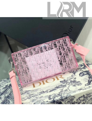 Dior Oblique Transparency PMMA Box Clutch Shoulder Bag Pink 2020
