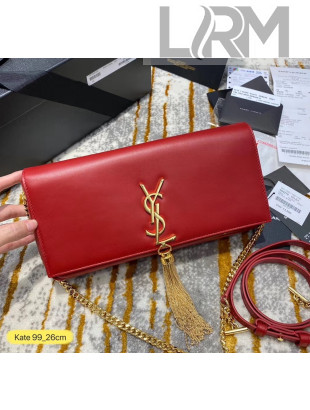 Saint Laurent Smooth Leather Kate 99 Tassels Shoulder Bag 604276 Red 2020（Top Quality）