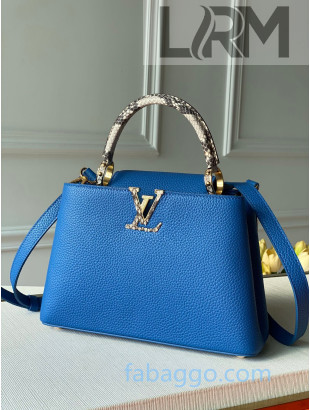 Louis Vuitton Capucines BB with Snakeskin Top Handle N98338 Royal Blue 2020