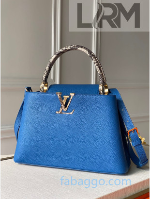 Louis Vuitton Capucines PM with Snakeskin Top Handle N98338 Royal Blue 2020