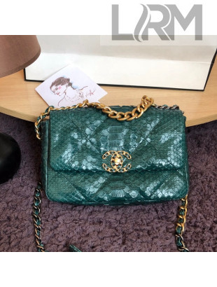 Chanel Snakeskin Small Flap Bag AS1160 Green 2022