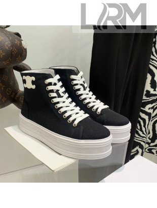 Celine Canvas Flatform High-top Sneakers Black 2022 032406
