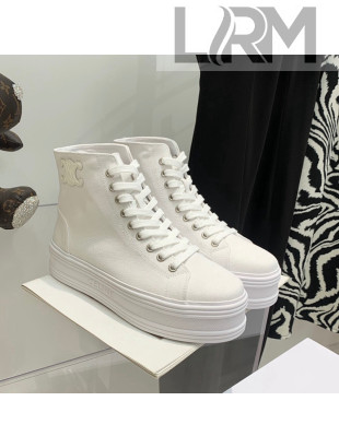 Celine Canvas Flatform High-top Sneakers White 2022 032405