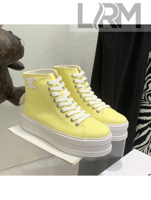 Celine Canvas Flatform High-top Sneakers Yellow 2022 032408