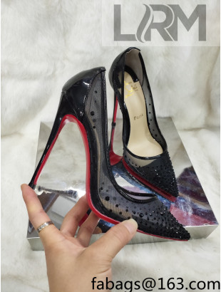 Christian Louboutin Stud Mesh and Patent Leather High Heel Pumps Black 2022 031907