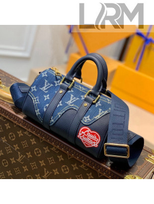 Louis Vuitton Men's Monogram Drip Keepall XS Bag M81011 Blue 2021 