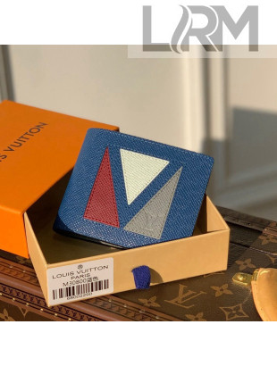 Louis Vuitton Multiple Wallet in Inlaid V Taiga Leather M30800 Blue 2021 
