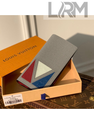 Louis Vuitton Brazza Wallet in Inlaid V Taiga Leather M30791 Grey 2021 