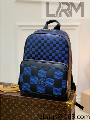 Louis Vuitton Campus Backpack Bag in Damier Leather N50021 Navy Blue/Black 2022
