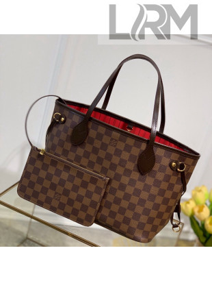 Louis Vuitton Neverfull PM Tote Bag N41359 Damier Ebene Canvas/Red 2022
