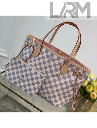 Louis Vuitton Neverfull PM Tote Bag N41362 Damier Azur Canvas/Pink 2022 50