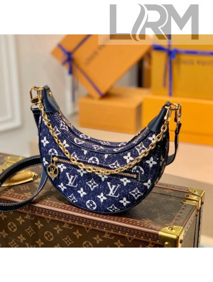 Louis Vuitton Loop Hobo Bag in Denim Jacquard Textile M81166 Dark Blue 2022