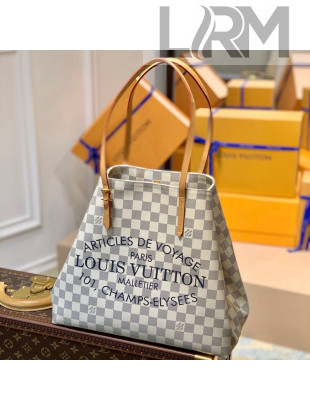 Louis Vuitton Neverfull MM Tote Bag in Print Damier Azur Canvas N41375 Nude 2022
