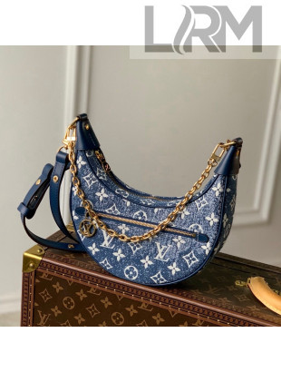 Louis Vuitton Loop Hobo Bag in Faded Denim Jacquard M81166 Navy Blue 2022