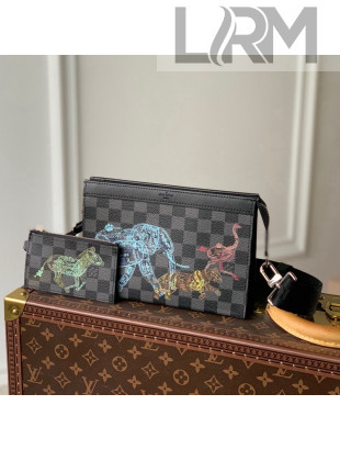 Louis Vuitton Men's Gaston Wearable Strap Wallet N64608 Damier Graphite Canvas 2022